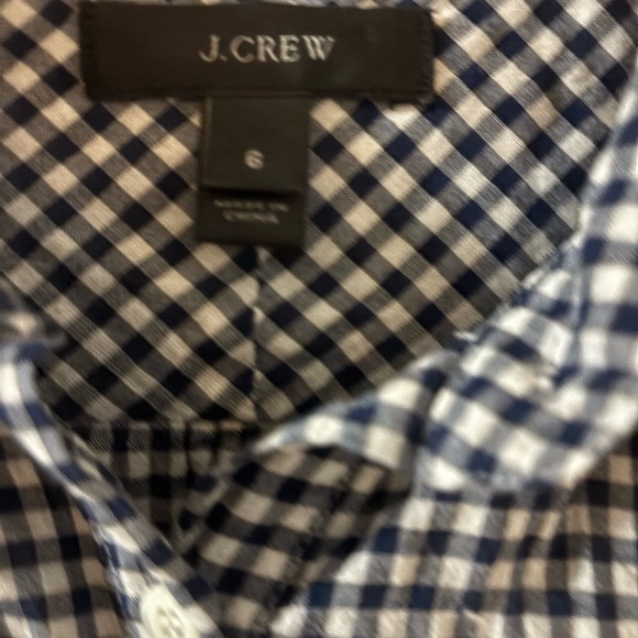 J Crew Women's Navy and White Checkered Shirt - Picture 2 of 3